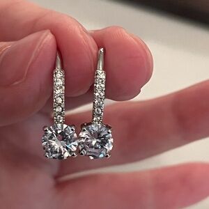 Silver Diamond Drop Earrings